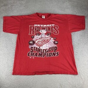 Vintage Detroit Red Wings Shirt Mens XL NHL Hockey 1997 Stanley Cup Champs 90s‎